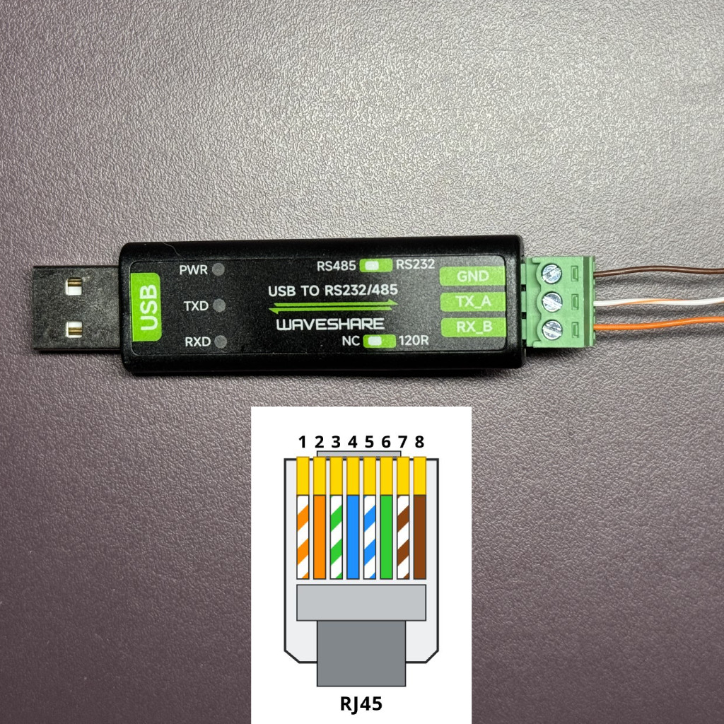 conectare generica convertor rs485 la USB